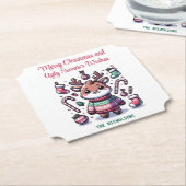 Vrolijk Kerstfeest & Lelijke Trui Wensen Rendier Kartonnen Onderzetters (Gekanteld)