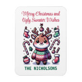 Vrolijk Kerstfeest & Lelijke Trui Wensen Rendier Magneet (Verticaal)