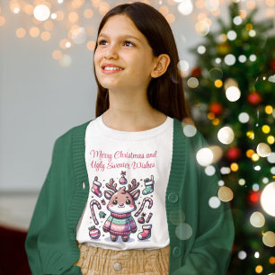 Vrolijk Kerstfeest & Lelijke Trui Wensen Rendier T-shirt