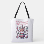 Vrolijk Kerstfeest & Lelijke Trui Wensen Rendier Tote Bag (Achterkant)