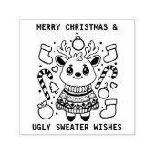 Vrolijk Kerstfeest & Lelijke Trui Wensen Schattige Zelfinktende Stempel (Design)