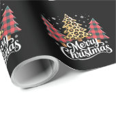 Vrolijk kerstfeest Leopard Plaid Tree kerstvakanti Cadeaupapier (Rol Hoek)