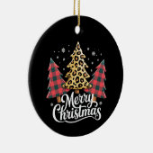 Vrolijk kerstfeest Leopard Plaid Tree kerstvakanti Keramisch Ornament (Rechts)