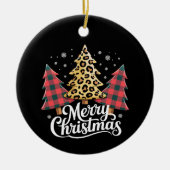 Vrolijk kerstfeest Leopard Plaid Tree kerstvakanti Keramisch Ornament (Voorkant)