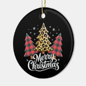 Vrolijk kerstfeest Leopard Plaid Tree kerstvakanti Keramisch Ornament (Links)