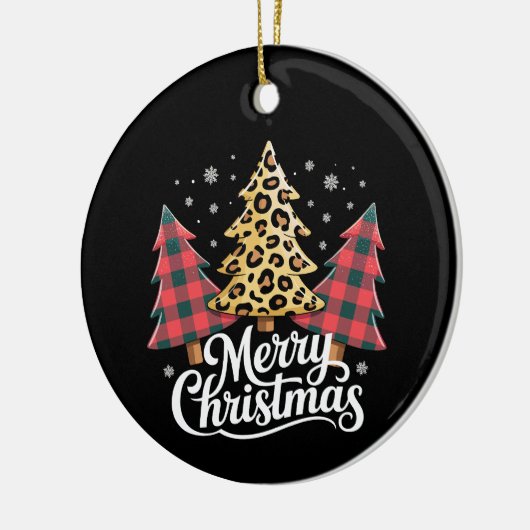 Vrolijk kerstfeest Leopard Plaid Tree kerstvakanti Keramisch Ornament (Links)