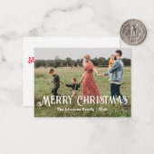 Vrolijk Kerstfeest Leuk Chic Script Foto Vakantie  Notitiekaartje (Voorkant / Achterkant in situ)