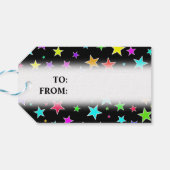 "Vrolijk kerstfeest!" + Leuk, kleurrijk sterrenpat Cadeaulabel (Achterkant Horizontaal)