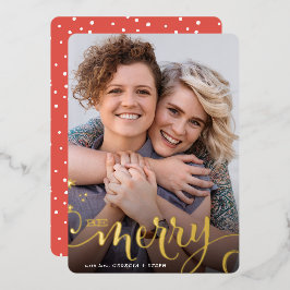 VROLIJK KERSTFEEST leuk sprankelend leuke kalligra Folie Feestdagenkaart