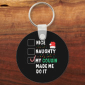 Vrolijk kerstfeest Leuk stout Mijn neef heeft me g Sleutelhanger (Voorkant)