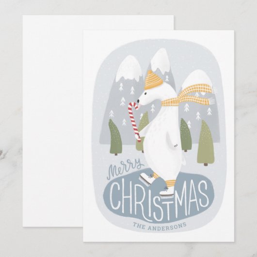 vrolijk kerstfeest. Leuk winter polar beer op scha Feestdagenkaart (Voorkant / Achterkant)