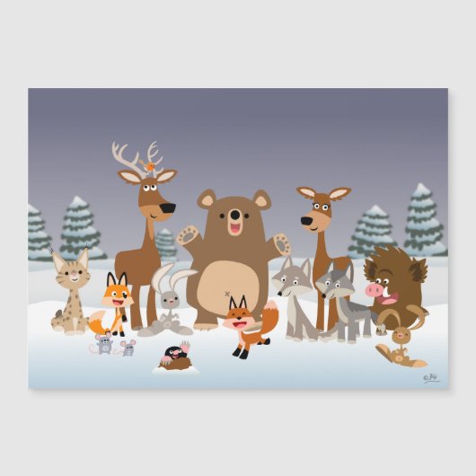 vrolijk kerstfeest! Leuke Bos Dieren Magnetische K (Voorkant)