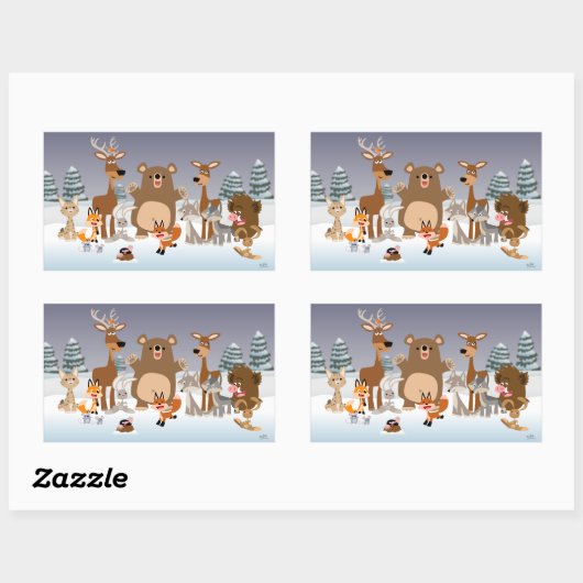 vrolijk kerstfeest! Leuke Bos Dieren Sticker (Vel)