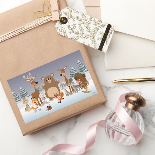 vrolijk kerstfeest! Leuke Bos Dieren Sticker (Geschenken)