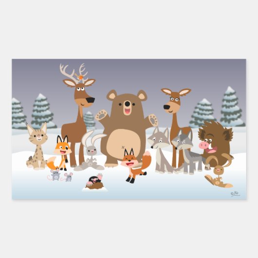 vrolijk kerstfeest! Leuke Bos Dieren Sticker (Voorkant)