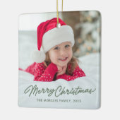 Vrolijk Kerstfeest Leuke eenvoudige groene een fot Keramisch Ornament (Links)