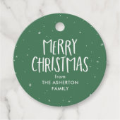 Vrolijk Kerstfeest Leuke eenvoudige groene sterren Bedankjes Labels (Voorkant)