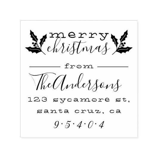 vrolijk kerstfeest | Leuke familienaam retouradres Zelfinktende Stempel (Design)