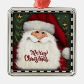 Vrolijk Kerstfeest Leuke Kerstman Inspirivity Vaka Metalen Ornament (Voorkant)