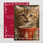 Vrolijk Kerstfeest Leuke Kitten Foto Modern Feestdagenkaart (Voorkant / Achterkant)