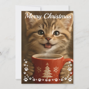 Vrolijk Kerstfeest Leuke Kitten Foto Modern Feestdagenkaart