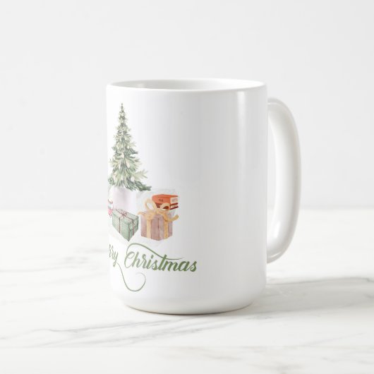 Vrolijk kerstfeest Leuke moderne rustieke bomen Koffiemok (Voorkant rechts)