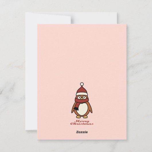 Vrolijk Kerstfeest Leuke Pinguïn Feestdagenkaart (Achterkant)