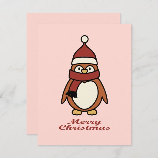 Vrolijk Kerstfeest Leuke Pinguïn Feestdagenkaart (Voorkant / Achterkant)