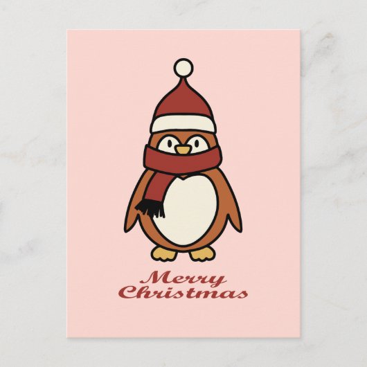Vrolijk Kerstfeest Leuke Pinguïn Feestdagenkaart (Voorkant)