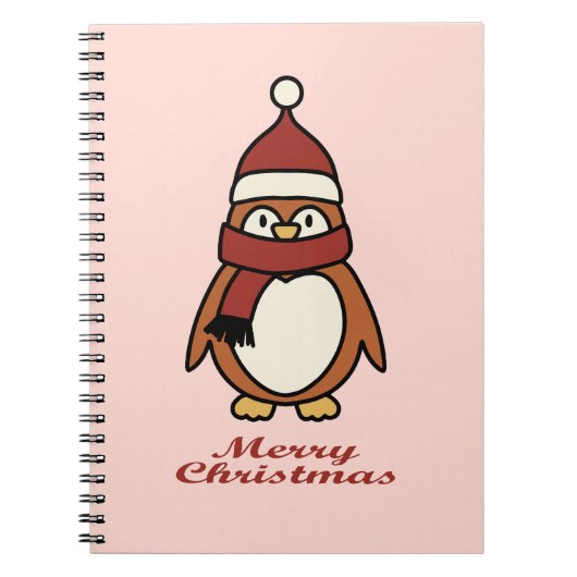 Vrolijk Kerstfeest Leuke Pinguïn Notitieboek (Voorkant)