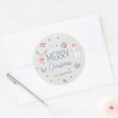 Vrolijk Kerstfeest Leuke Waterverf Vakantie Ronde Sticker (Envelop)