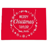 Vrolijk Kerstfeest Liefde Kerstman Aangepaste Naam Groot Cadeauzakje (Voorkant)