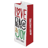 Vrolijk kerstfeest | Liefde, vrede en vreugde, uw  Wijn Cadeautas (Achterkant Gekanteld)