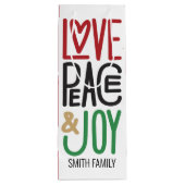 Vrolijk kerstfeest | Liefde, vrede en vreugde, uw  Wijn Cadeautas (Achterkant)