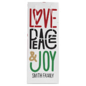 Vrolijk kerstfeest | Liefde, vrede en vreugde, uw  Wijn Cadeautas (Voorkant)