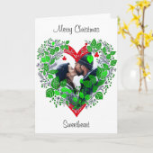 Vrolijk Kerstfeest Lieverd | Hart Kerstmis Foto Kaart (Gele Bloem)