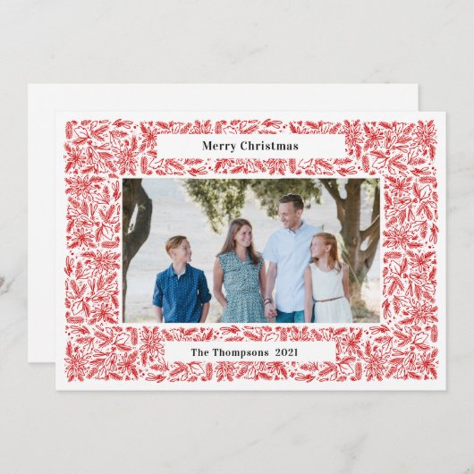 Vrolijk kerstfeest Lijst Holiday Red Feestdagenkaart (Voorkant / Achterkant)