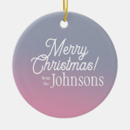 Vrolijk Kerstfeest Lila Roze Ombre Keramisch Ornament