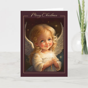 vrolijk kerstfeest. Little Angel Painting Feestdagen Kaart