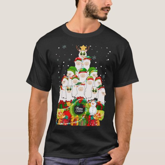 Vrolijk kerstfeest Llama Alpaca Tree Xmas Llamas T-shirt (Voorkant)