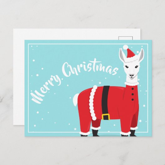 Vrolijk Kerstfeest Llama Animal Santa Briefkaart (Voorkant / Achterkant)