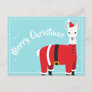 Vrolijk Kerstfeest Llama Animal Santa Briefkaart
