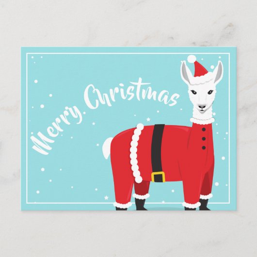 Vrolijk Kerstfeest Llama Animal Santa Briefkaart (Voorkant)