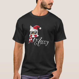 Vrolijk Kerstfeest Llama Santa Hat Ugly Xmas T-shi T-shirt