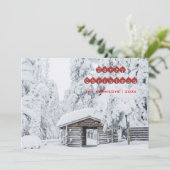 Vrolijk kerstfeest - Log Cabin Entree in Finland Feestdagenkaart (Staand voorkant)