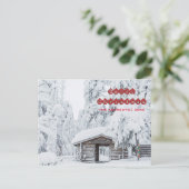 Vrolijk kerstfeest - Log Cabin Entree in Finland Feestdagenkaart (Staand voorkant)