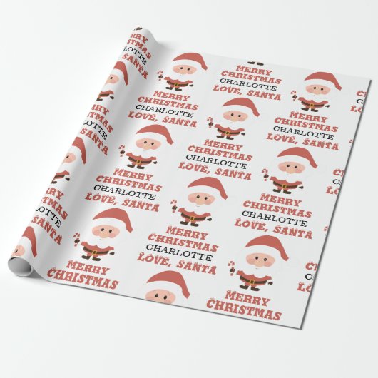 Vrolijk kerstfeest | Love Santa Gift Cadeaupapier (Uitgerold)