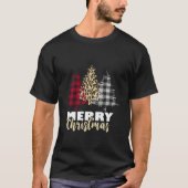 Vrolijk Kerstfeest Luipaard Buffel Plaid Kerstmis T-shirt (Voorkant)