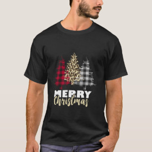 Vrolijk Kerstfeest Luipaard Buffel Plaid Kerstmis T-shirt