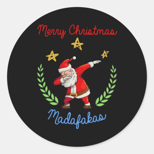 Vrolijk kerstfeest Madafakas nieuwjaar kerstkerstk Ronde Sticker (Voorkant)